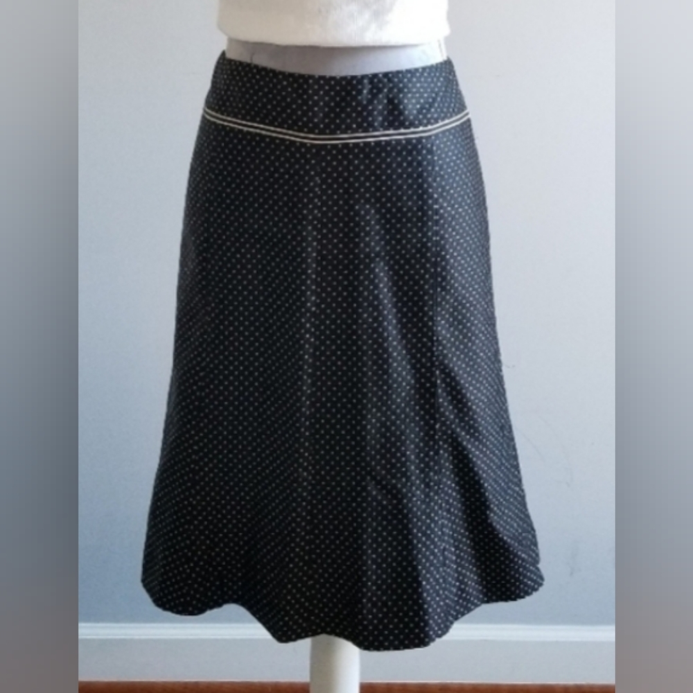 Ann Taylor • Black and White Polka Dot Silk Skirt